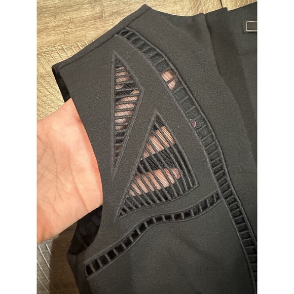 NWT BCBG MAXAZRIA Black Deep V-Neck Tank Crop Mesh Cutouts Womens Size XXS $198 - Picture 5 of 13